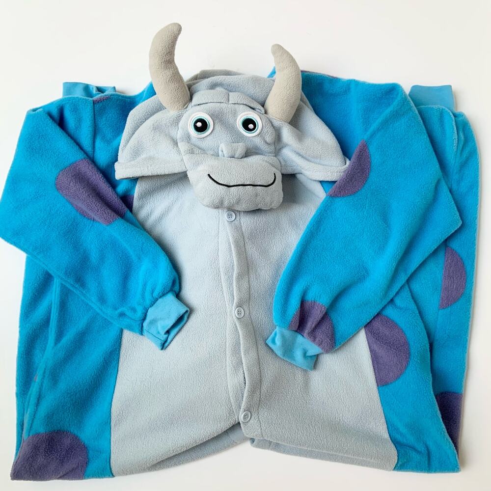 Disney Pixar Monsters Inc Sulley Adult Costume Pajamas Tail Buttonup Plush Small - Picture 7 of 12